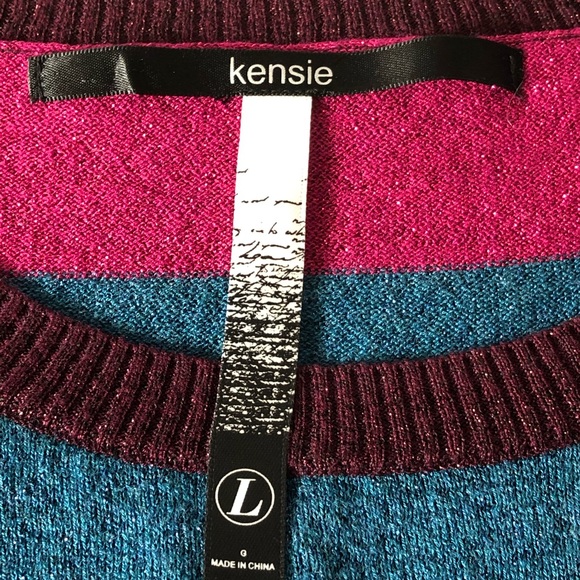 Kensie Womens Size L Melange Striped Knit Sweater - Picture 7 of 8